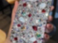 Funda para iPhone Samsung con diamantes de imitación preciosos hechos a mano con perlas