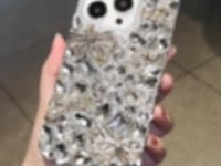 Funda de iPhone Artesanal de Lujo con Diamantes de Imitación de Cristal y Dijes de Moda