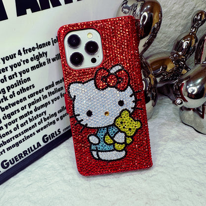 Handmade iPhone Case Luxury Bling Rhinestone Cute Hello Kitty Wallet Case