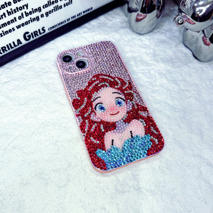 Handmade iPhone Case Luxury Bling Rhinestone Cute Princess Ariel Case