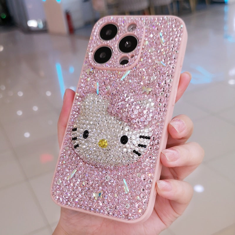 Handgemachte iPhone Hülle Luxus Bling Strass 3D Hello Kitty Back Case
