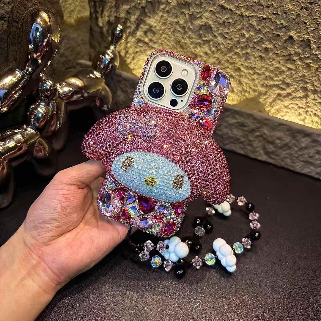 3D My Melody Gorgeous Bling Rose Red Gemstone For iPhone Samsung Case