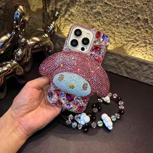 3D My Melody Gorgeous Bling Rose Red Gemstone For iPhone Samsung Case