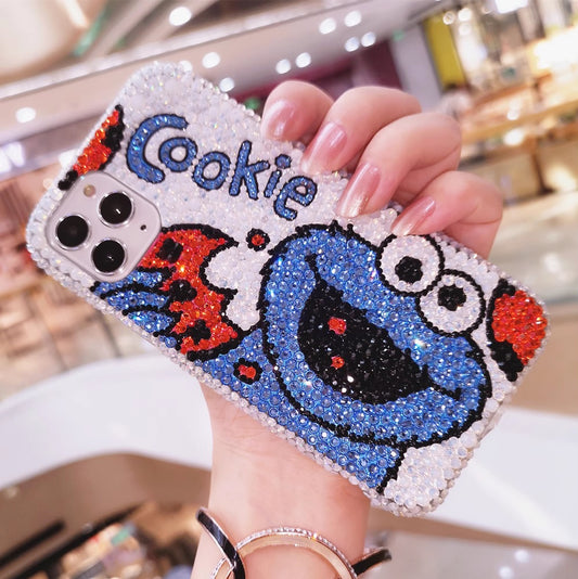 Handmade iPhone Case Luxury Bling Rhinestone Sesame Street Cookie and Elmo