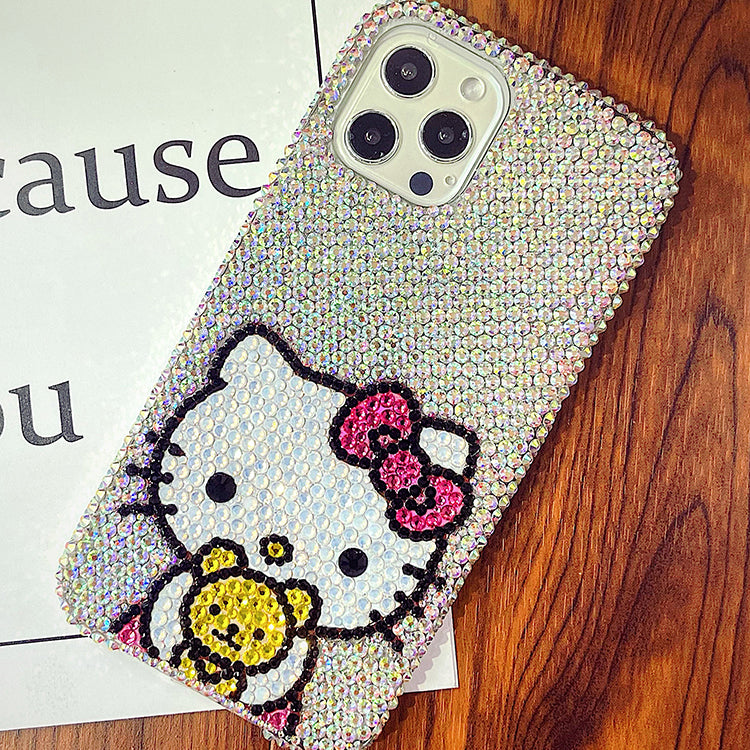 Handmade iPhone Case Luxury Bling AB Rhinestone Cute Hello Kitty Case