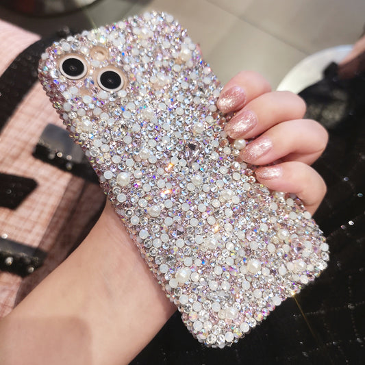 Funda de lujo con diamantes de imitación de ópalo hecha a mano para iPhone Samsung