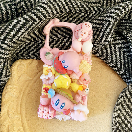 Handmade iPhone Case Cartoon Cute Kirby Decoden Cream Glue Case