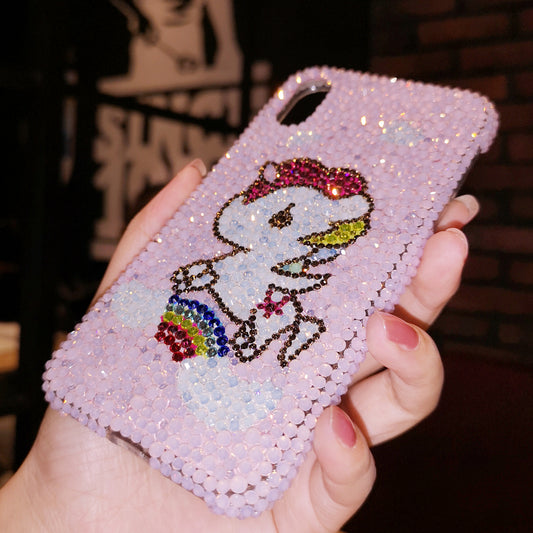 Handmade iPhone Case Luxury Bling Opal Rhinestone Cute Unicorn Back Case