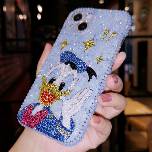Handmade iPhone Case Luxury Bling Opal Rhinestone Cute Donald Duck Case