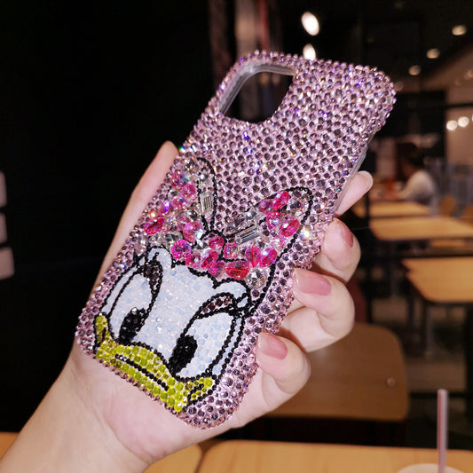Handmade iPhone Case Luxury Bling Rhinestone Cute Daisy Duck Cartoon Case