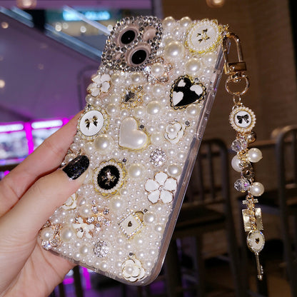 Handmade iPhone Case Elegance Pearls & Fashion Charms Back Case