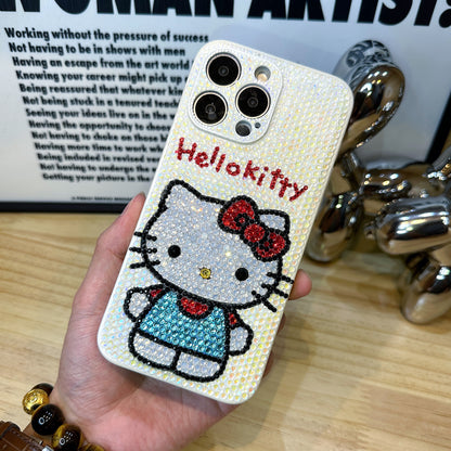 Handmade iPhone Case Luxury Bling White Rhinestone Cute Hello Kitty Case