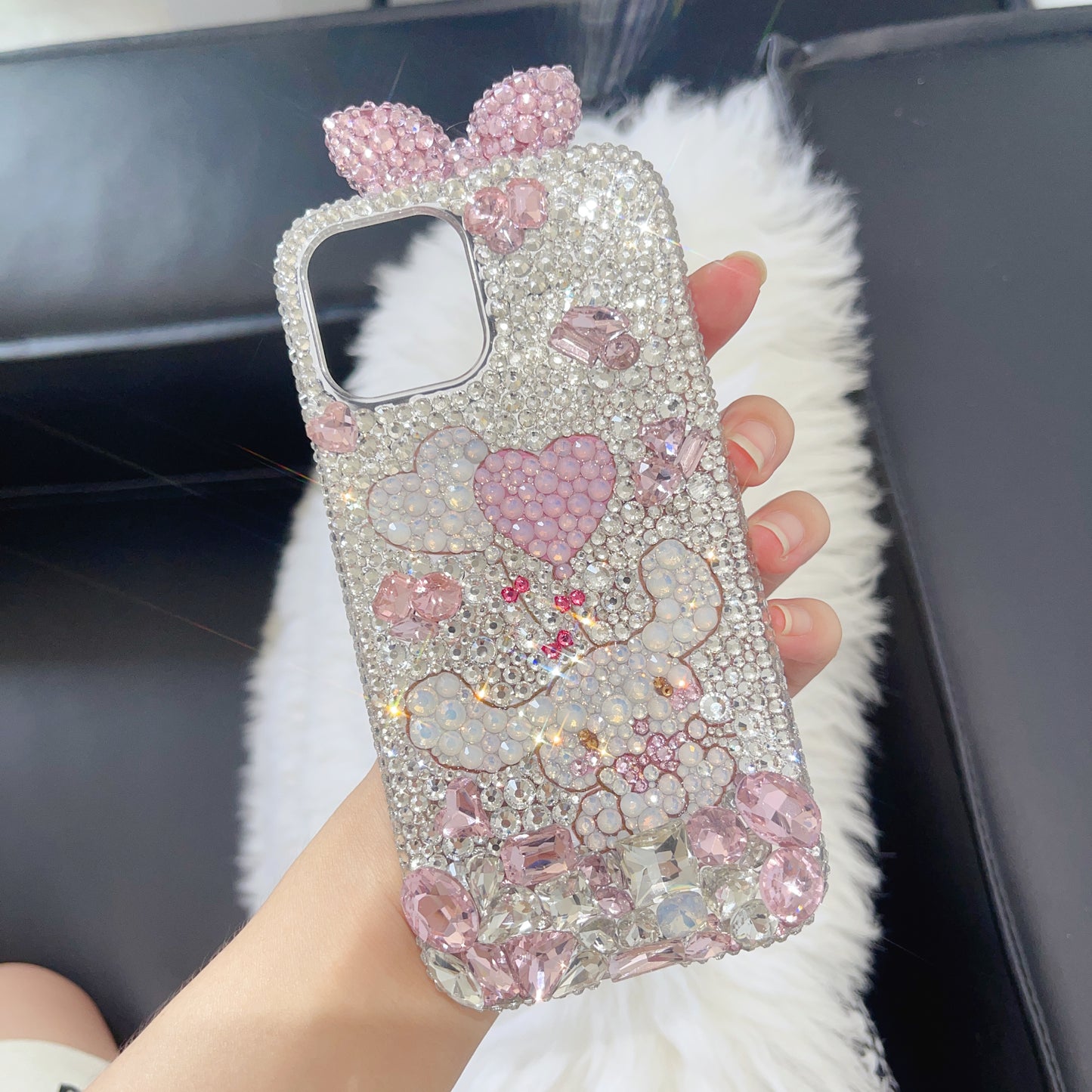 Cinnamoroll Gorgeous Bling Rhinestone with Pink Gem For iPhone Case