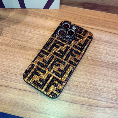 Handmade iPhone Case Luxury Bling Rhinestone Monogram Pattern Back Case
