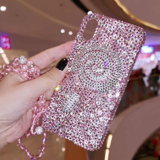 Handgemachte iPhone Hülle Luxus Bling Strass Lollipop mit Lanyard