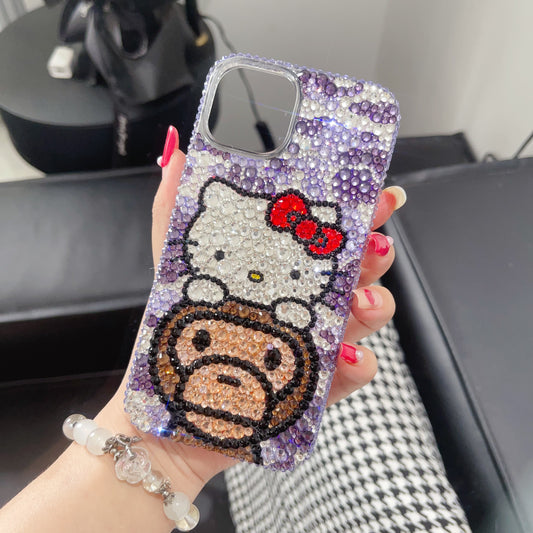 Hello Kitty & Baby Milo Gorgeous Bling Rhinestone For iPhone Case