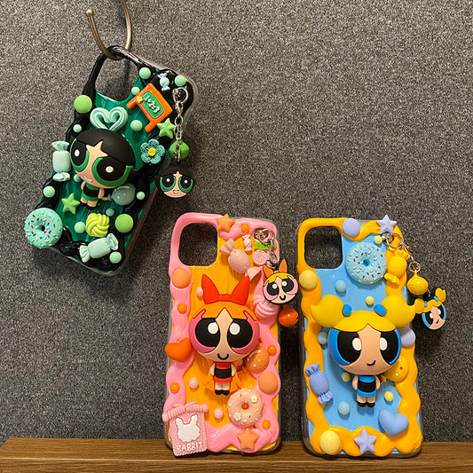 Handmade iPhone Case Cute Powerpuff Girls Decoden Cream Glue Case