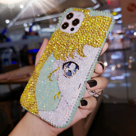 Handgemachte iPhone Hülle Luxus Bling Opal Strass Sailor Moon Back Case
