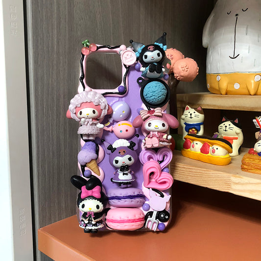 Handmade Decoden Case Kuromi and My Melody Cream Glue Case