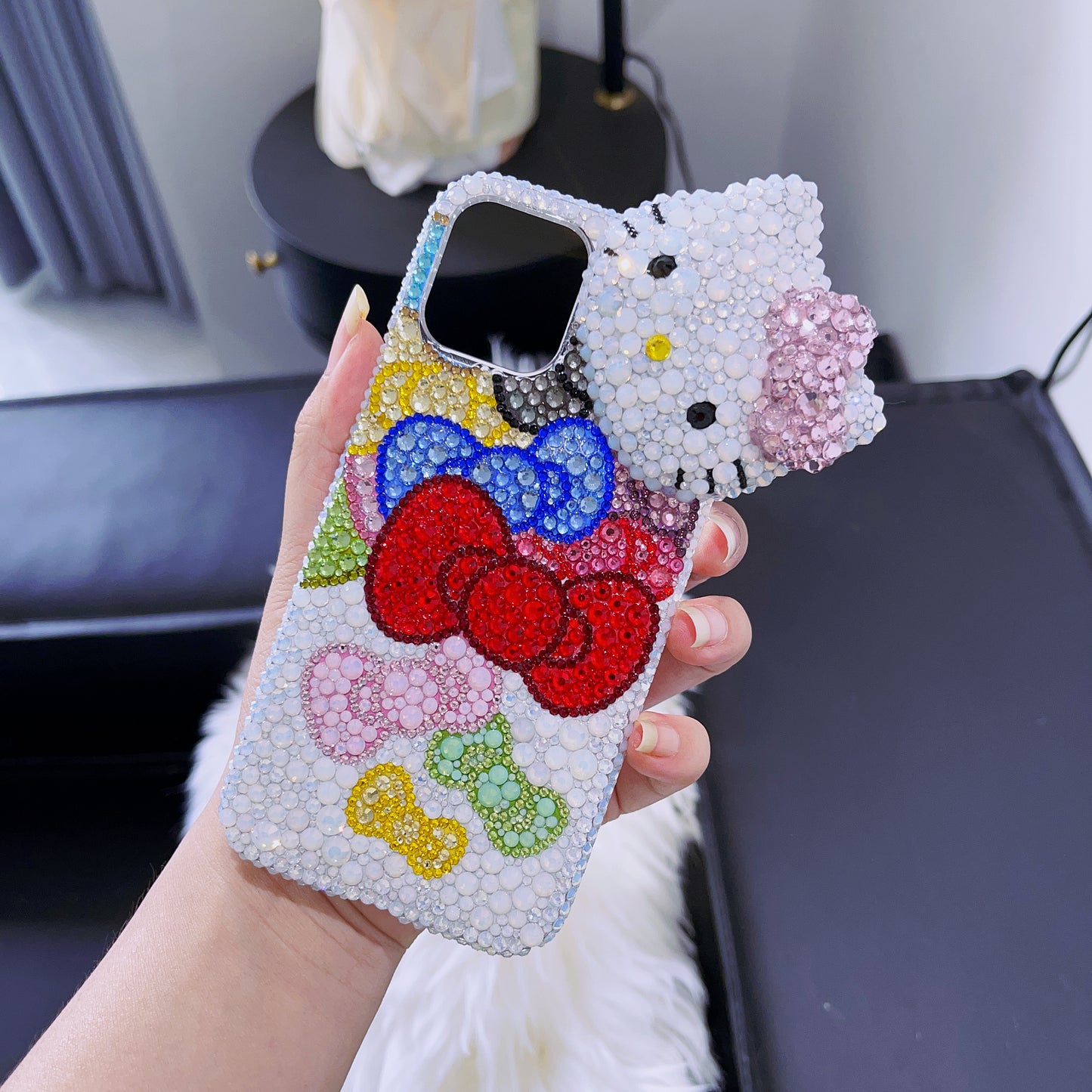 3D Hello Kitty with Bow Gorgeous Bling Rhinestone For iPhone Case