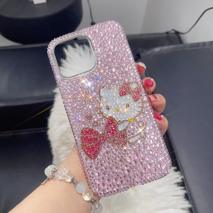 Hello Kitty with Bow Gorgeous Bling Pink Rhinestone For iPhone Case