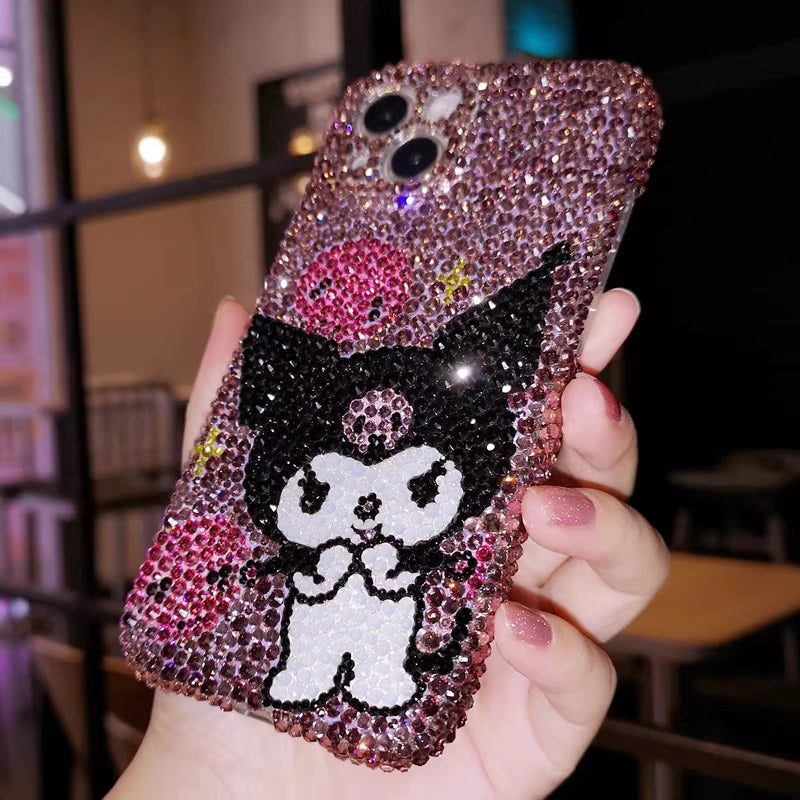 Handmade iPhone Case Luxury Bling Rhinestone Cute Kuromi Back Case