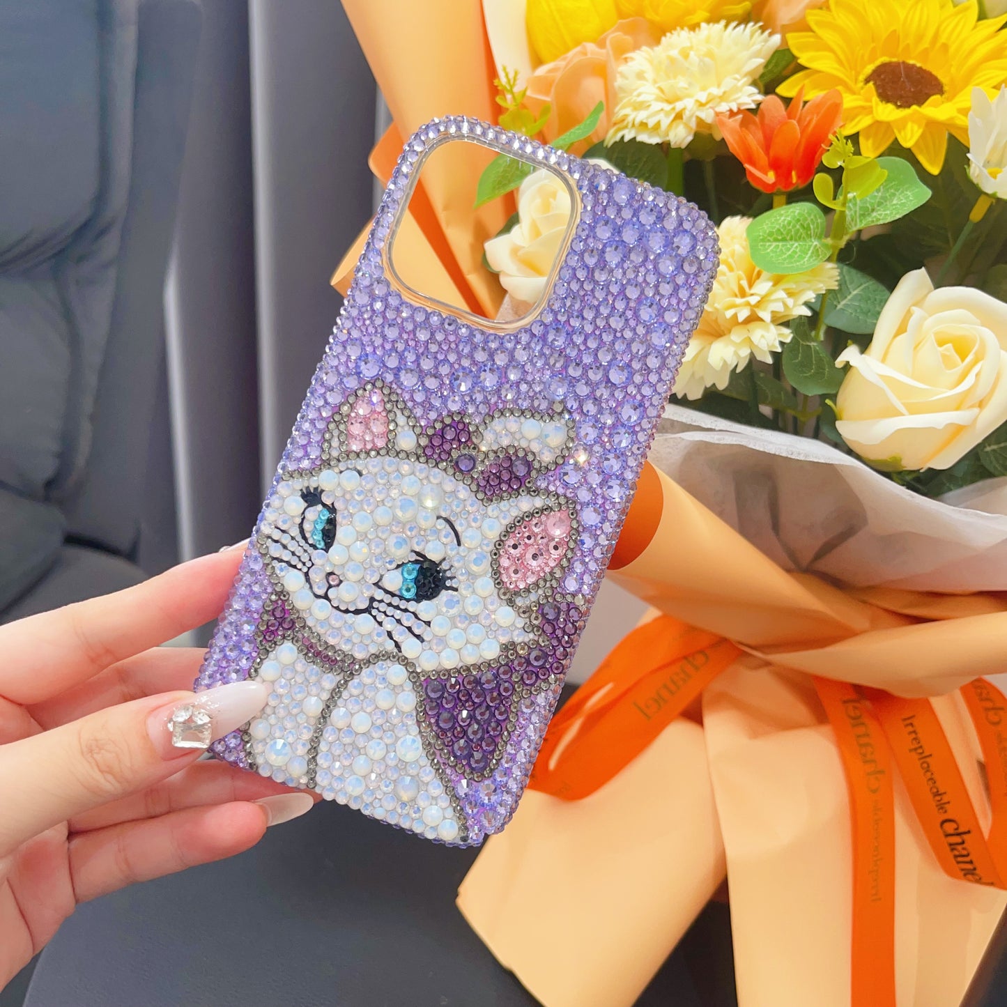 Marie Cat Gorgeous Bling Purple Rhinestone For iPhone Case