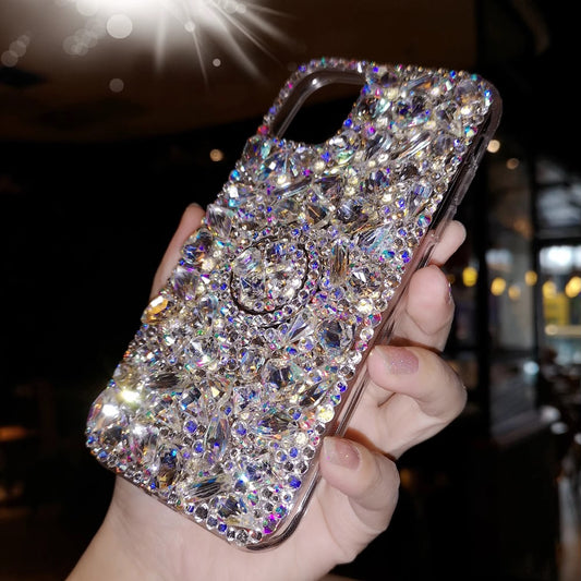 Handmade iPhone Case Luxury Bling Rhinestone Crystal Gem Ring Stand