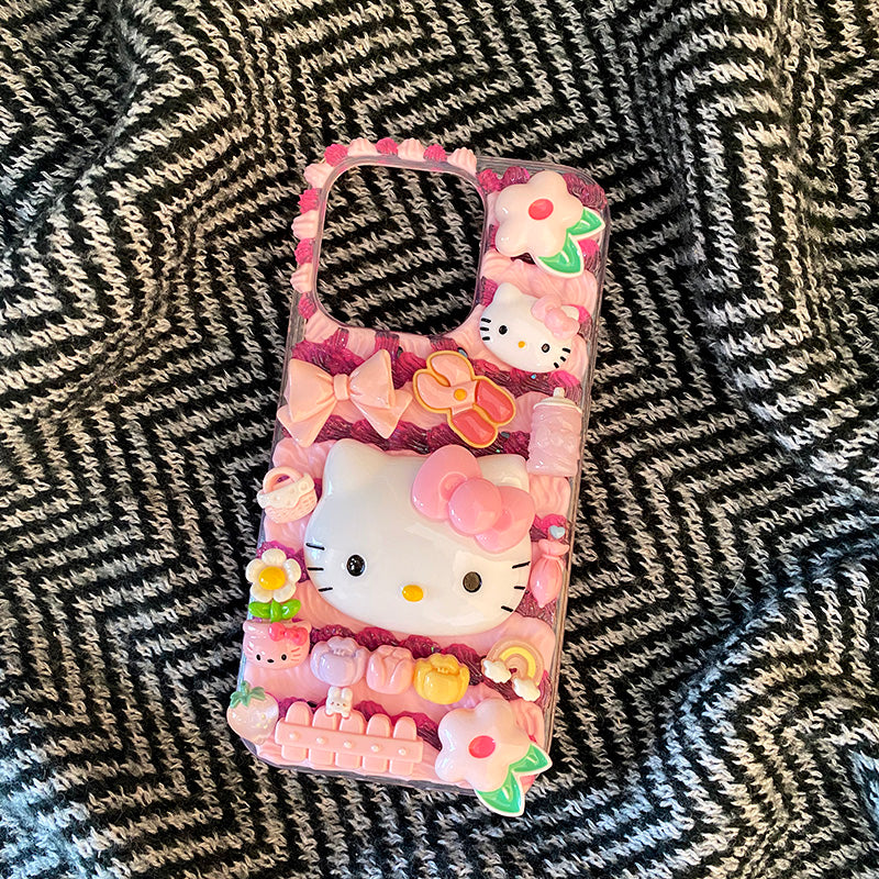 Hello Kitty Decoden Case Cream Glue Case For iPhone Case