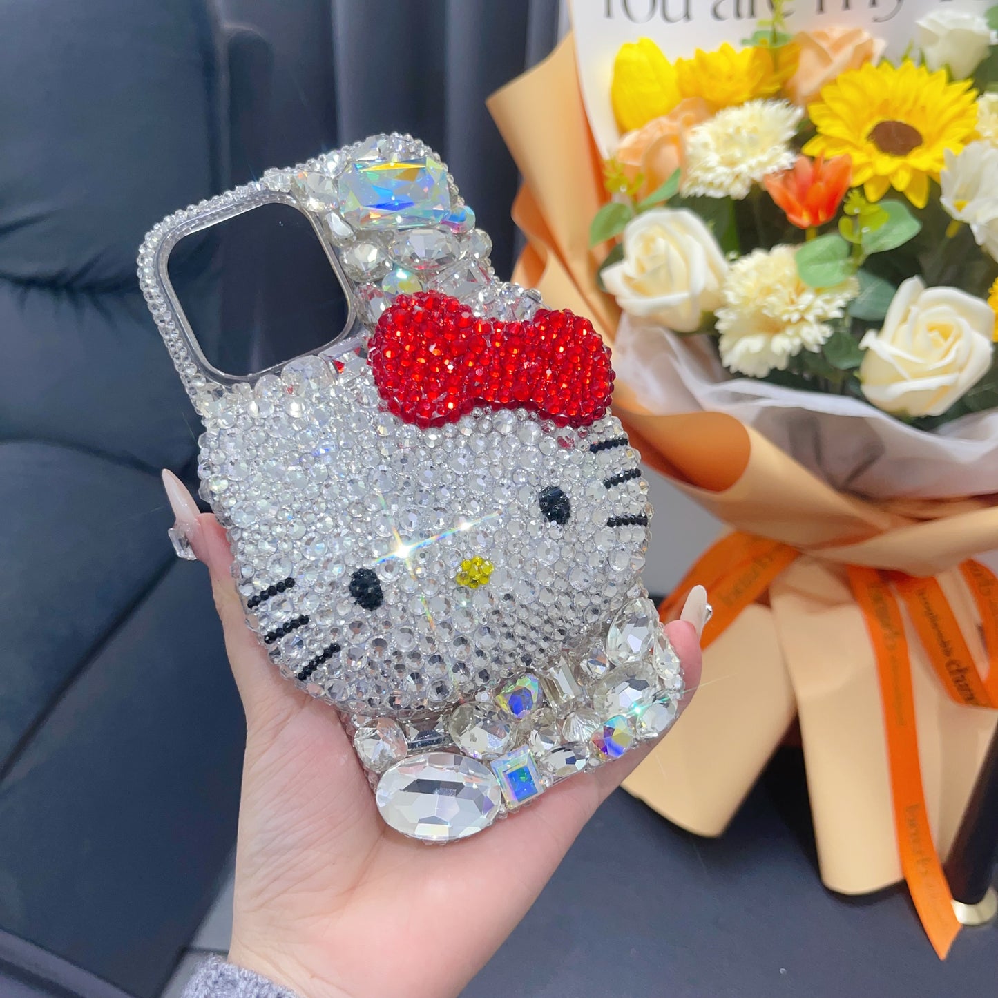 3D Hello Kitty Gorgeous Bling Crystal For iPhone Case