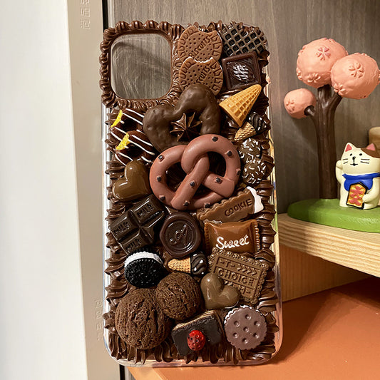 Handgemachte iPhone Hülle Süße Schokolade Decoden Creme Kleber Hülle
