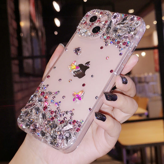 Handgemachte iPhone Hülle Luxus Bling Strass Minimalist Schmetterling Rückenhülle