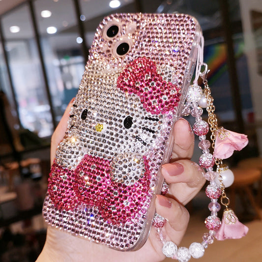 Handmade iPhone Case Luxury Bling Rhinestone 3D Cute Hello Kitty Case