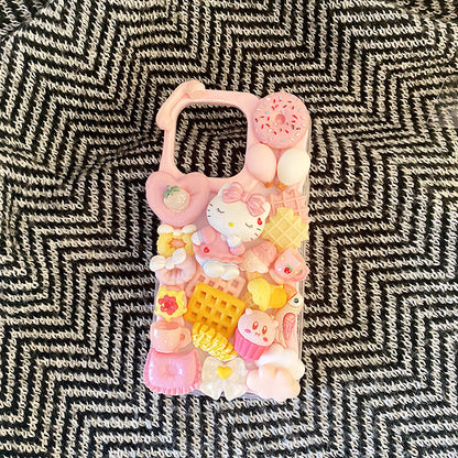 Handmade Decoden Case Hello Kitty Cream Glue Case For iPhone Case