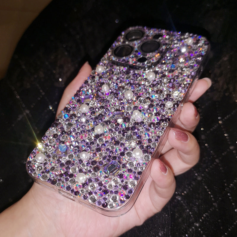 Handmade iPhone Case Luxury Bling Purple Rhinestone Back Case
