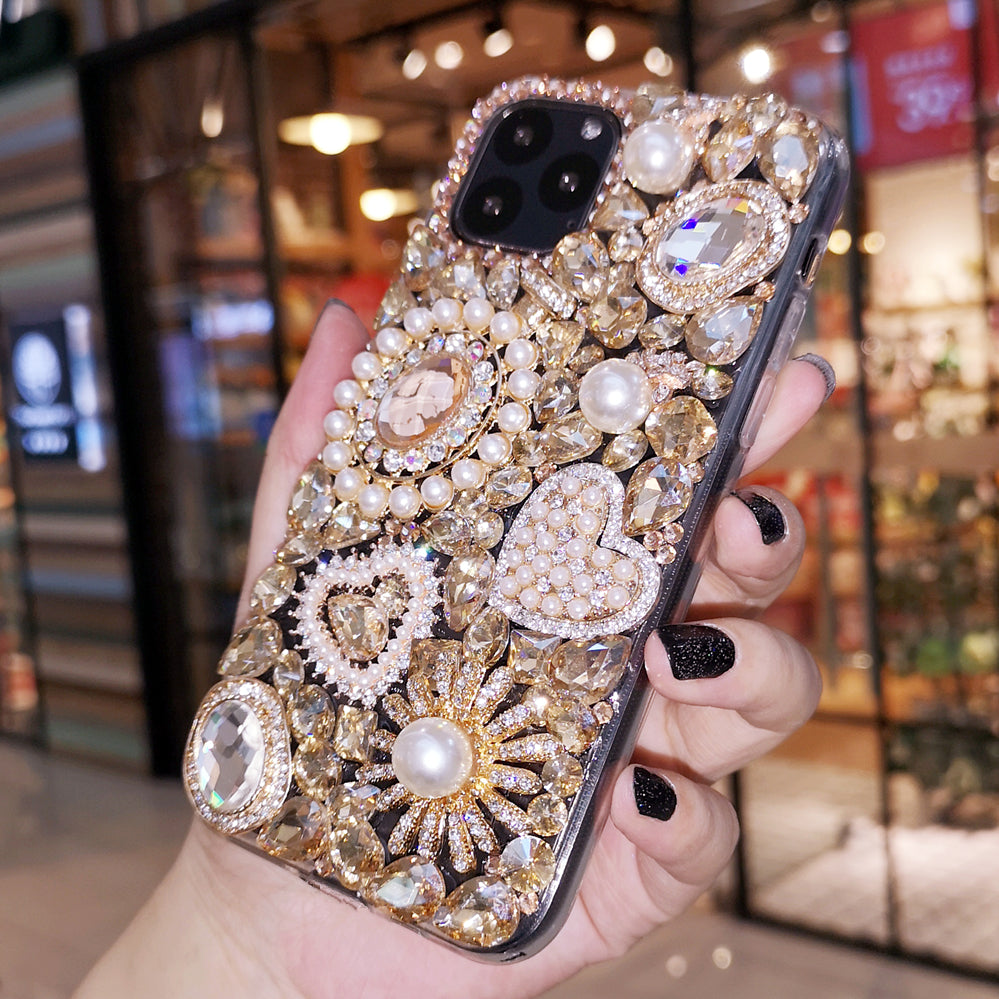 Handgemachte iPhone Hülle Luxus Bling Strass Kristallsteine ​​&amp; Perlen