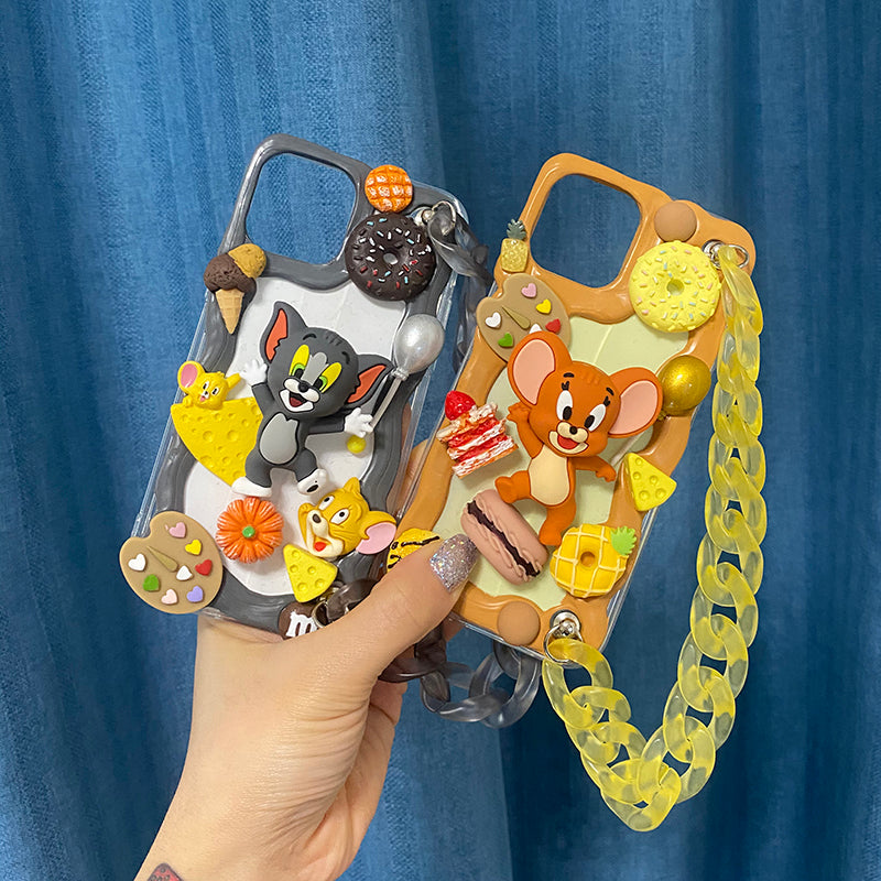 Handmade iPhone Case Cartoon Cute Tom and Jerry Decoden Cream Glue Case