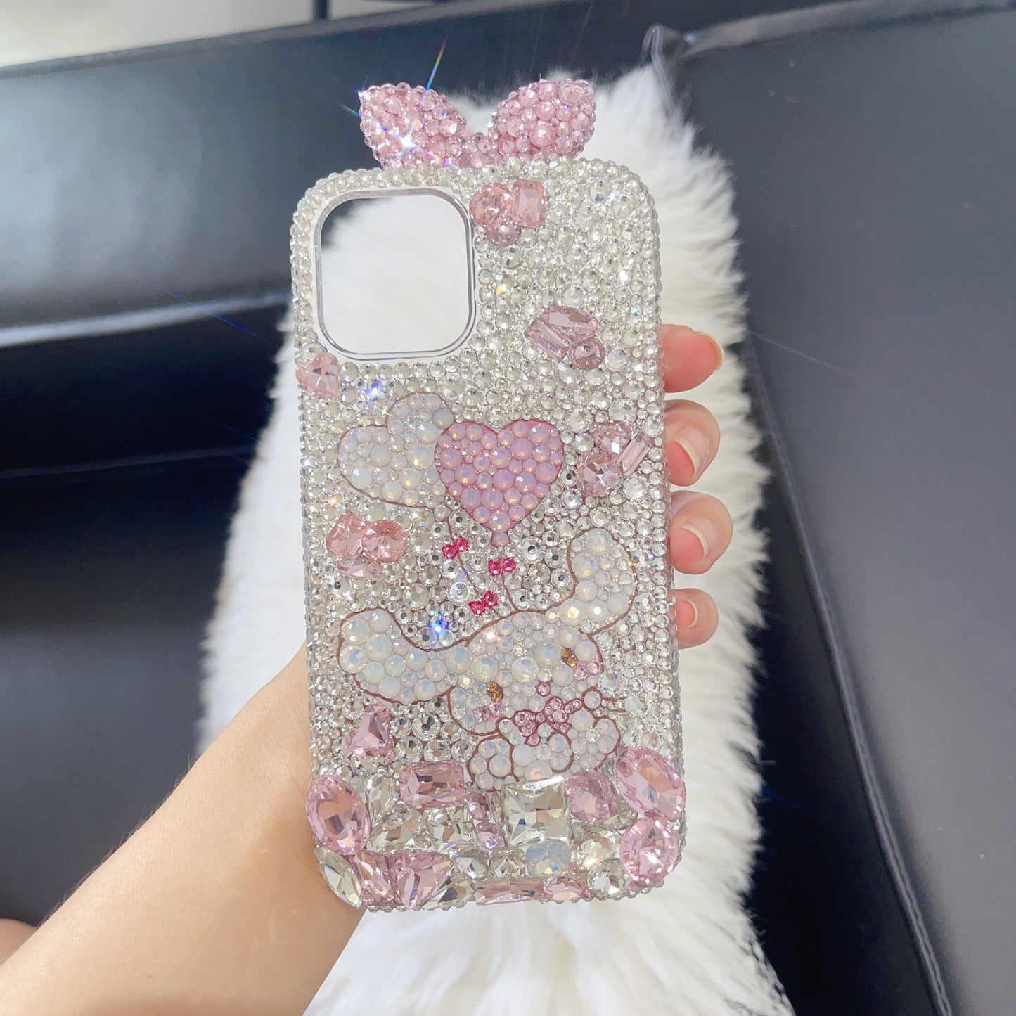 Cinnamoroll Gorgeous Bling Rhinestone with Pink Gem For iPhone Case