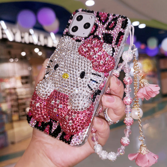 Handgemachte iPhone Hülle Luxus Bling Strass 3D Hello Kitty Back Case