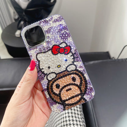 Hello Kitty & Baby Milo Gorgeous Bling Rhinestone For iPhone Case