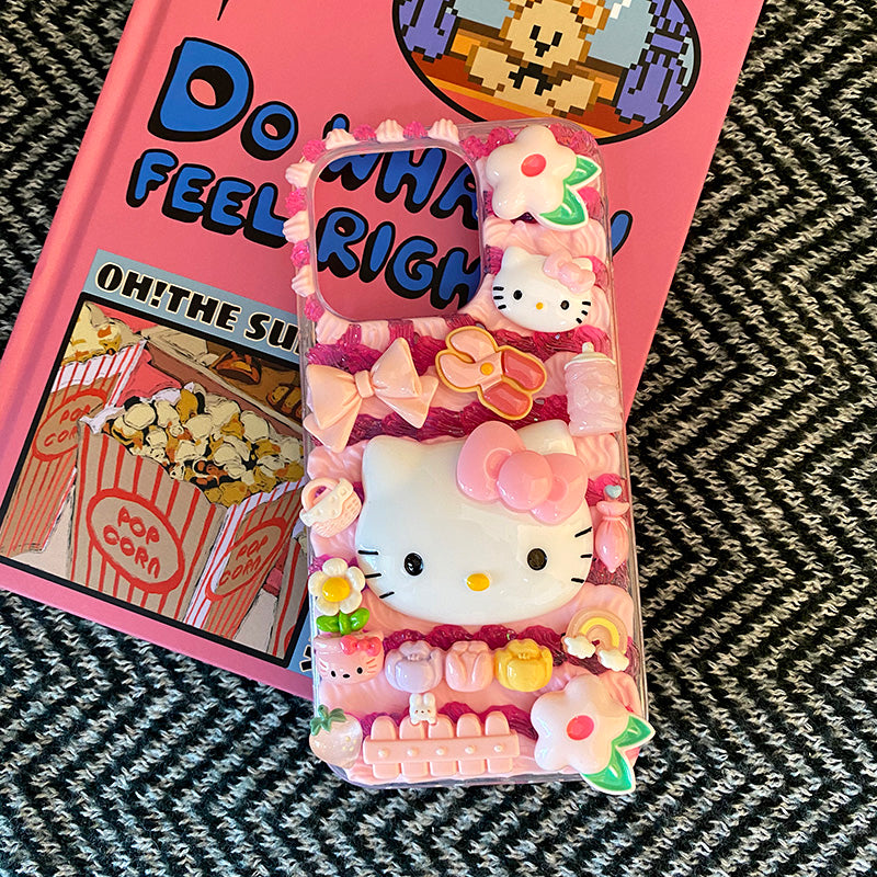 Hello Kitty Decoden Case Cream Glue Case For iPhone Case