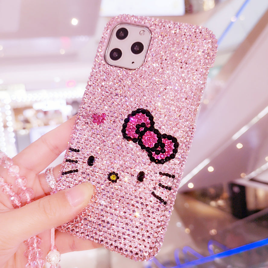 Handmade iPhone Case Luxury Bling Rhinestone Cute Hello Kitty Back Case