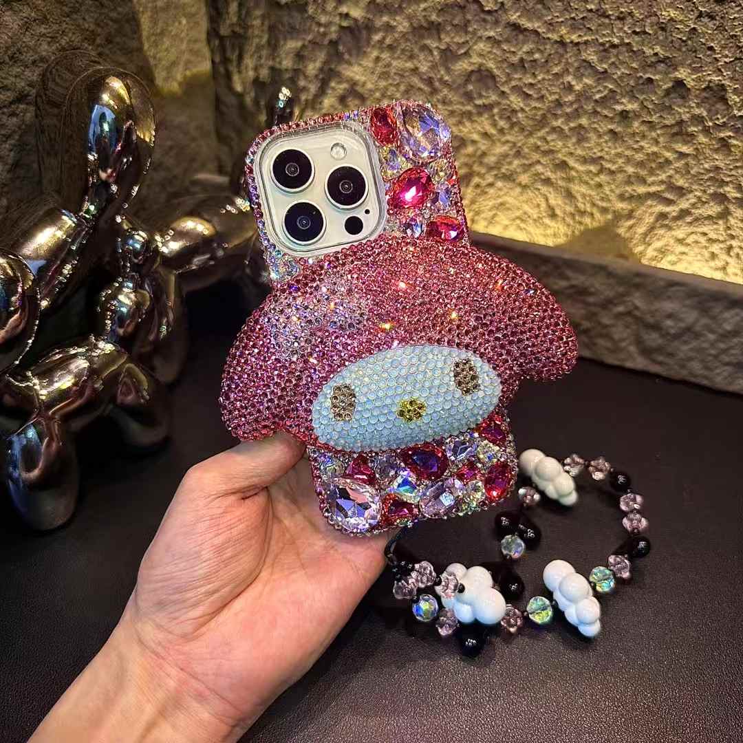3D My Melody Gorgeous Bling Rose Red Gemstone For iPhone Samsung Case