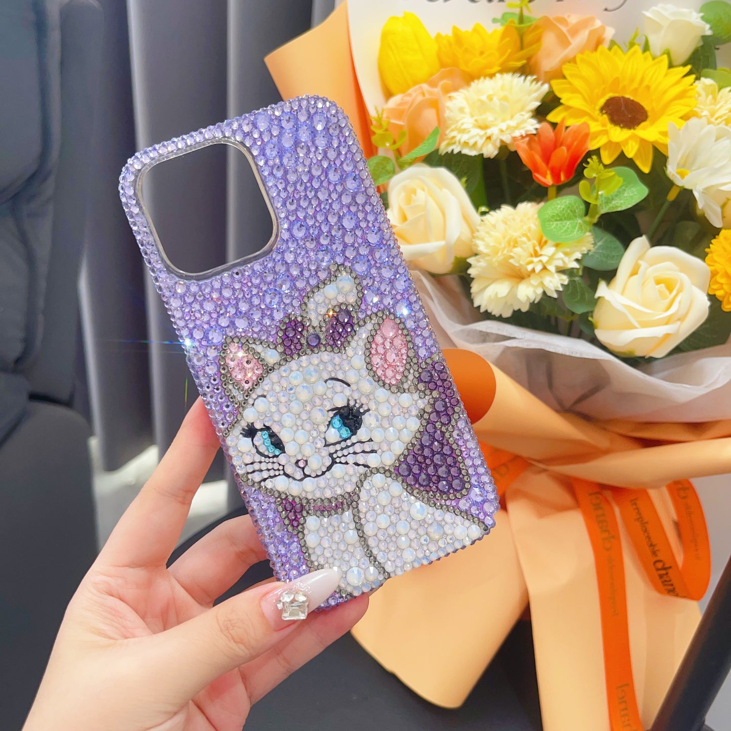 Marie Cat Gorgeous Bling Purple Rhinestone For iPhone Case