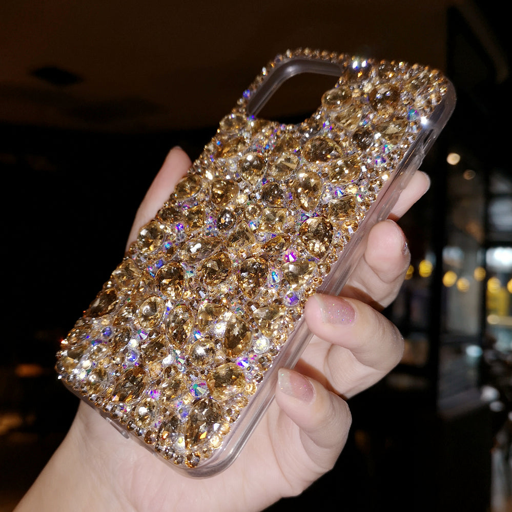 Handmade iPhone Case Luxury Bling Rhinestone and Yellow Crystal Stone Case