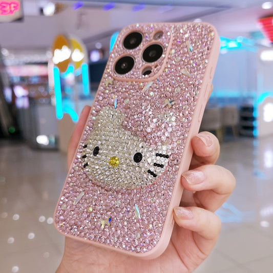 Handmade iPhone Case Luxury Bling Rhinestone 3D Hello Kitty Silicone Case