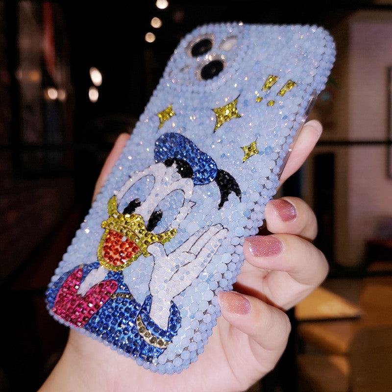 Handgemachte iPhone Hülle Luxus Bling Opal Strass Niedliche Donald Duck Hülle