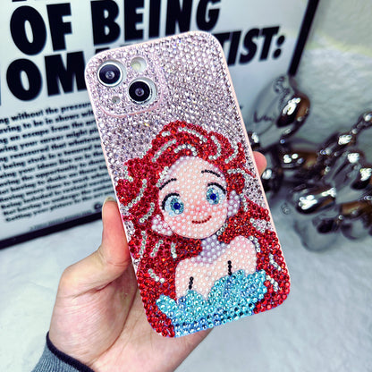 Handgemachte iPhone Hülle Luxus Bling Strass Süße Prinzessin Ariel Hülle