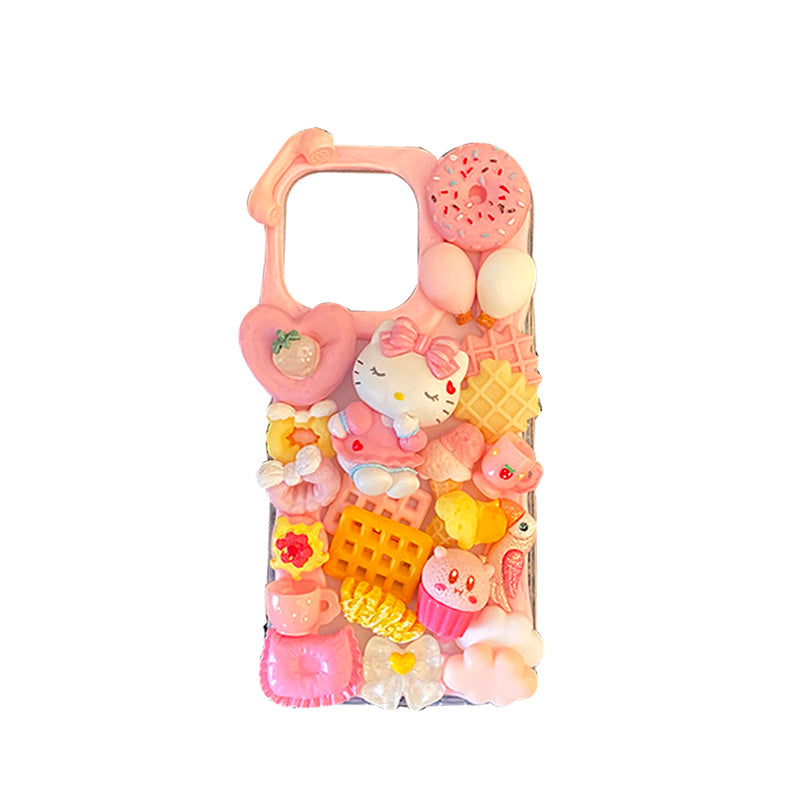 Handmade Decoden Case Hello Kitty Cream Glue Case For iPhone Case