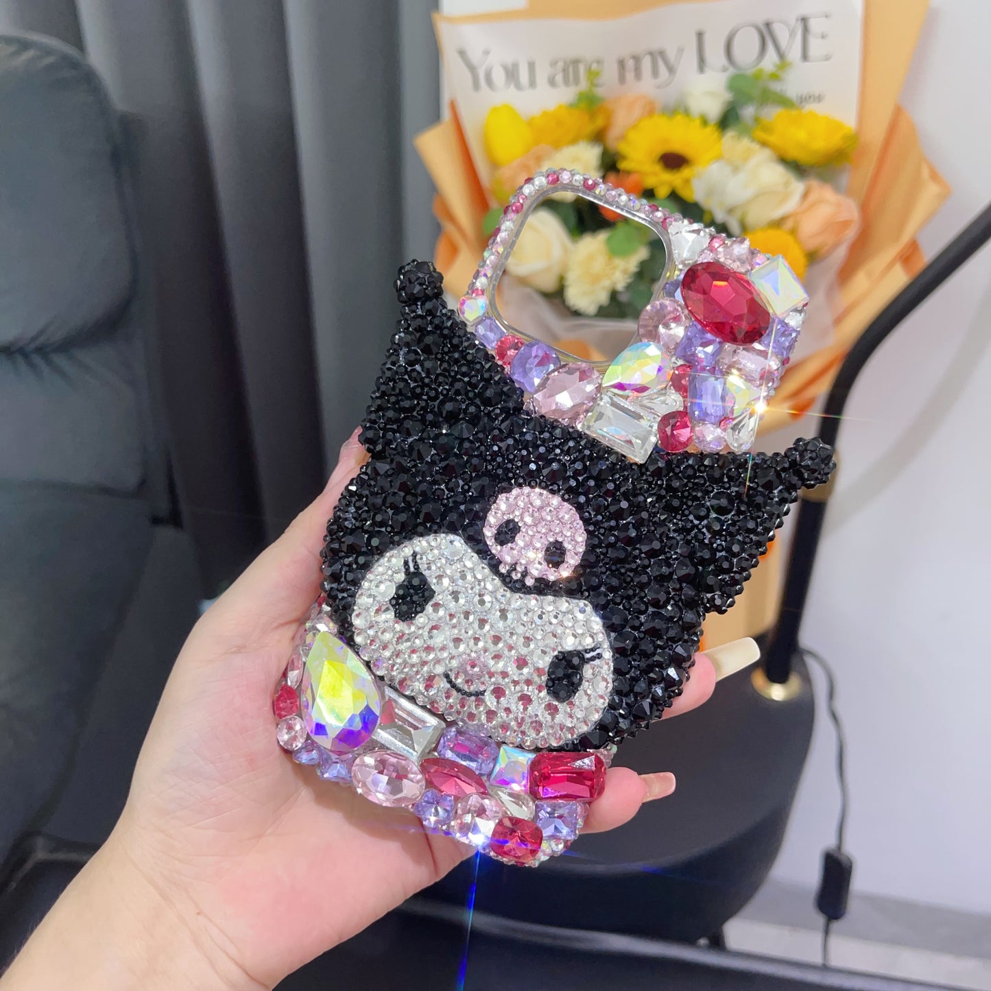 3D Kuromi Gorgeous Bling Crystal For iPhone Case